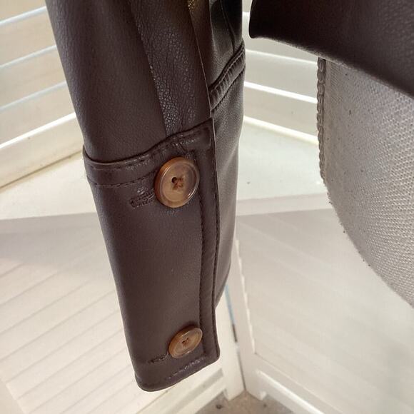 REBECCA TAYLOR FAUX LEATHER SOFT BUTTON DOWN JACKET SIZE MED - Picture 7 of 9